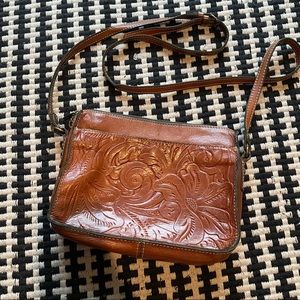 Patricia Nash tooled cross body bag. Gently used